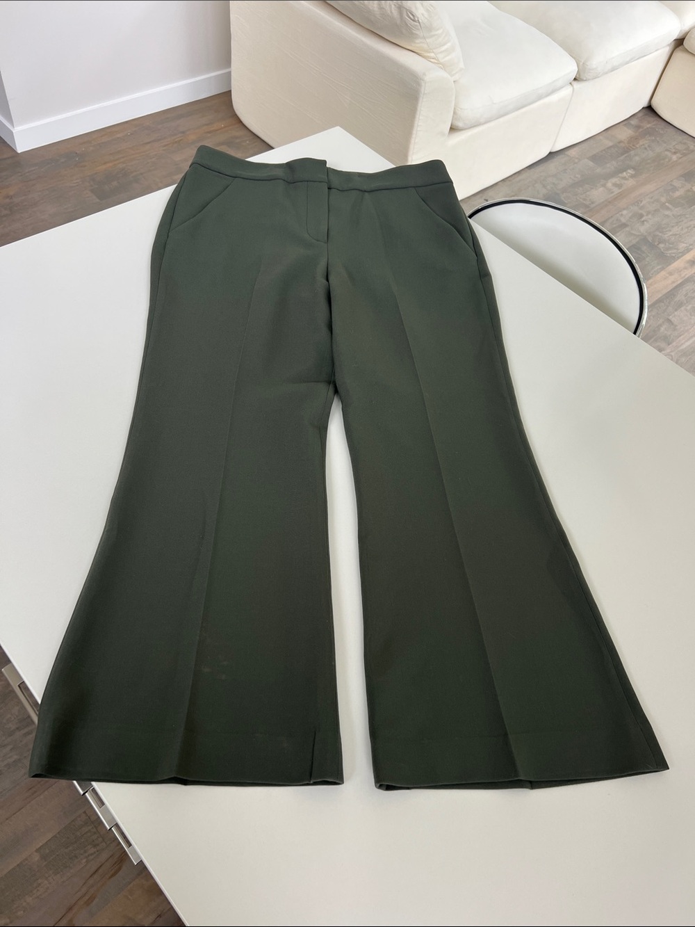 Veronica Beard tailored flared suit trousers pants slacks muted green size 12